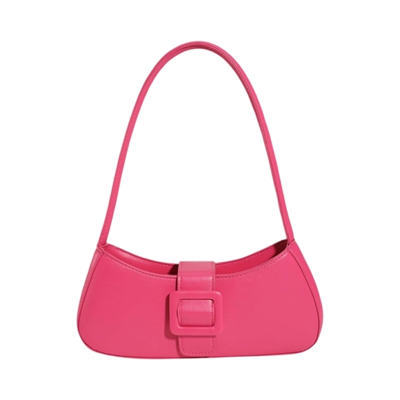 Source Unknown Handbags - NWOT Simple Pink Crescent Shoulder Bag with Snap Closure